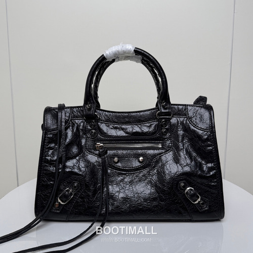 Balenciaga Le City Cracked Lambskin Medium Motorcycle Bag B0088 발렌시아가 르 시티 크랙 램스킨 미디엄 모터사이클 숄더백 30cm