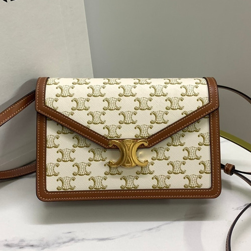 Celine Enveloppe Triomphe Canvas Leather Flap Shoulder Bag CL113322 셀린느 엔벨로프 트리옴프 캔버스 레더 플랩 숄더백 22cm