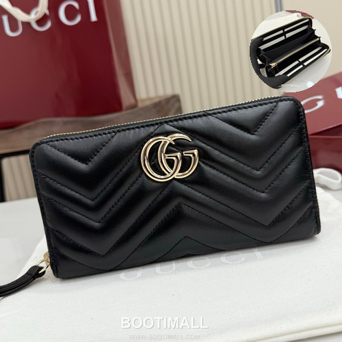 Gucci GG Marmont Quilted Leather Zip Around Wallet 443123 구찌 GG 마몬트 퀼팅 레더 집어라운드 장지갑 19cm