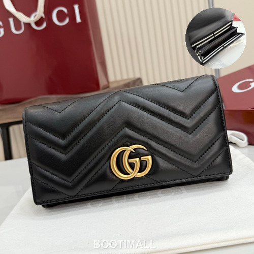 Gucci GG Marmont Quilted Leather Flap Long Wallet 443436 구찌 GG 마몬트 퀼팅 레더 플랩 장지갑 골드 하드웨어 19cm