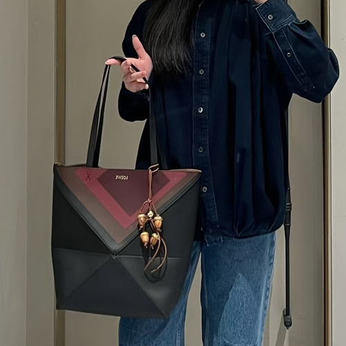 Loewe Puzzle Fold Josef Albers Leather Tote Bag 1762-1 로에베 퍼즐 폴드 요제프 알버스 레더 토트백 31cm