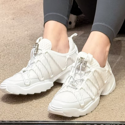 Roger Vivier Viv' Run Leather Mesh Crystal Buckle Chunky Sneakers 로저 비비에 비브 런 레더 메쉬 크리스탈 버클 청키 스니커즈