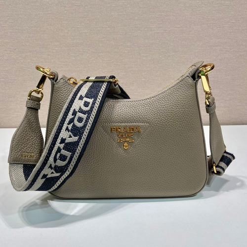 Prada Deer Grain Calfskin Shoulder Bag with Adjustable Web Strap Detail 프라다 디어 그레인 카프스킨 조절형 웹 스트랩 숄더백 1BH193 24cm