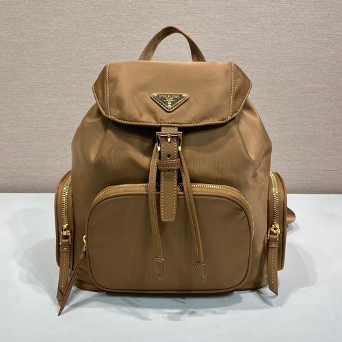 Prada Re-Nylon Backpack with Flap Drawstring Closure and Triple Zip Pocket Detail 프라다 리나일론 플랩 드로우스트링 트리플 지퍼 포켓 백팩 1BZ081 24.5cm