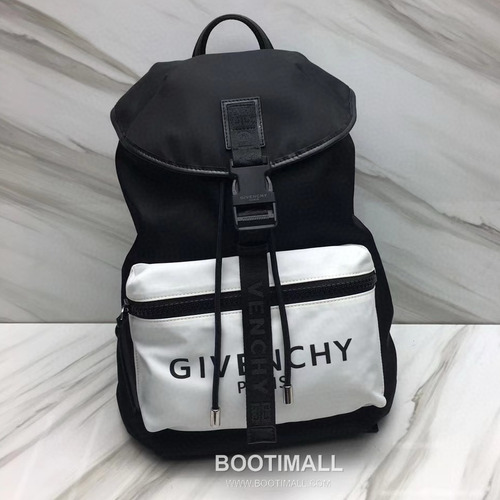 Givenchy Nylon Canvas Backpack with Calfskin Trim and Drawstring Closure Detail 지방시 나일론 캔버스 카프스킨 트림 드로우스트링 백팩 29913-2 30cm