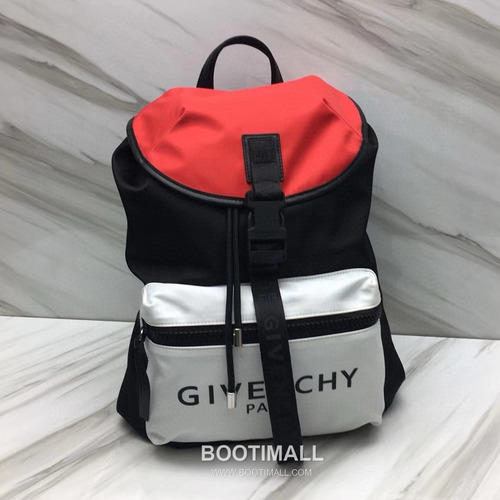 Givenchy Nylon Canvas Backpack with Calfskin Trim and Drawstring Closure Detail 지방시 나일론 캔버스 카프스킨 트림 드로우스트링 백팩 29913-2 30cm