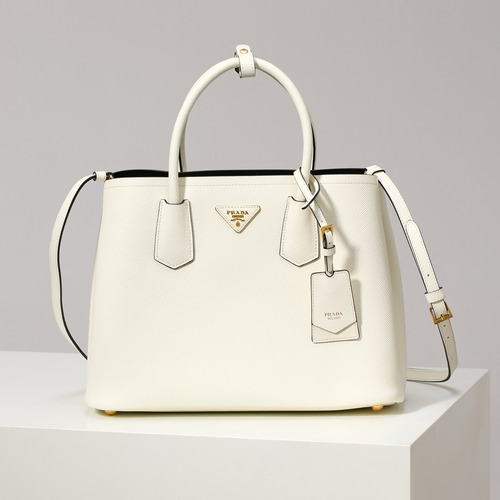 Prada Crossgrain Calfskin Tote Bag with Contrast Leather Interior and Top Handle Detail 프라다 크로스그레인 카프스킨 토트백 콘트라스트 레더 내부 탑핸들 디테일 1BG775 33cm