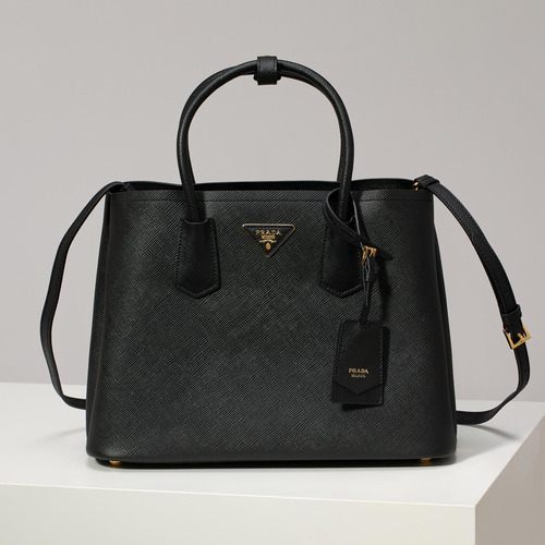Prada Crossgrain Calfskin Tote Bag with Contrast Leather Interior and Top Handle Detail 프라다 크로스그레인 카프스킨 토트백 콘트라스트 레더 내부 탑핸들 디테일 1BG775 33cm