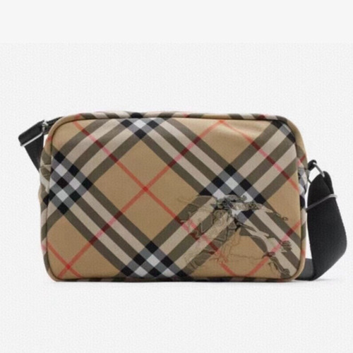 Burberry Check Canvas Camera Crossbody Bag with Knight Logo Detail 버버리 체크 캔버스 카메라 크로스바디백 나이트 로고 017148 25cm