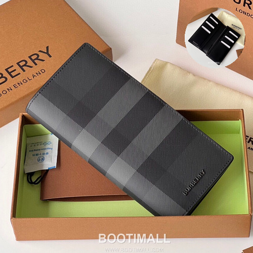 Burberry London Check Grained Calfskin Bi-Fold Wallet with B Logo Detail 버버리 런던 체크 그레인 송아지 가죽 반지갑 B 로고 785132 19cm