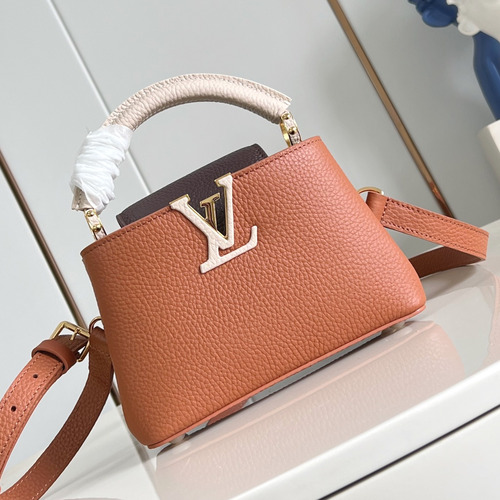 Louis Vuitton Capucines Taurillon Leather Top Handle Mini Bag with Flap Logo Detail 루이비통 카퓌신 타우릴론 레더 탑핸들 미니백 M14176 21cm