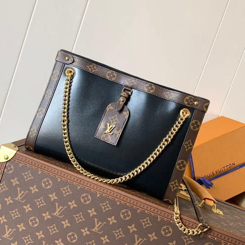 Louis Vuitton Nova Calfskin Leather Shoulder Bag with Chain Strap Monogram Canvas Trim 루이비통 노바 카프스킨 레더 숄더백 M13140 31cm