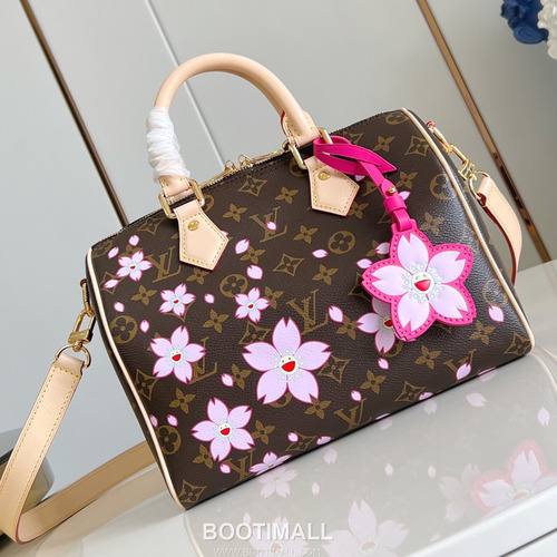 Louis Vuitton Speedy Bandoulière 25 Monogram Canvas Duffle Bag with Cherry Blossom Lock Strap Detail 루이비통 스피디 반둘리에 25 모노그램 캔버스 더플백 M14174 25cm