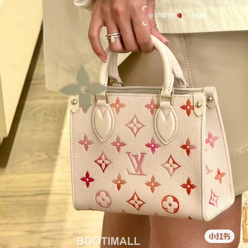 Louis Vuitton OnTheGo BB Calfskin Leather Tote Bag with Strap Monogram Watercolor Detail 루이비통 온더고 BB 카프스킨 레더 토트백 M47115 18cm