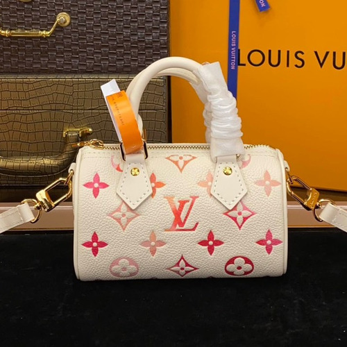 Louis Vuitton Nano Speedy Monogram Empreinte Calfskin Leather Duffle Bag with Strap Watercolor Detail 루이비통 나노 스피디 모노그램 앙프렝뜨 카프스킨 레더 더플백 M83452 16cm