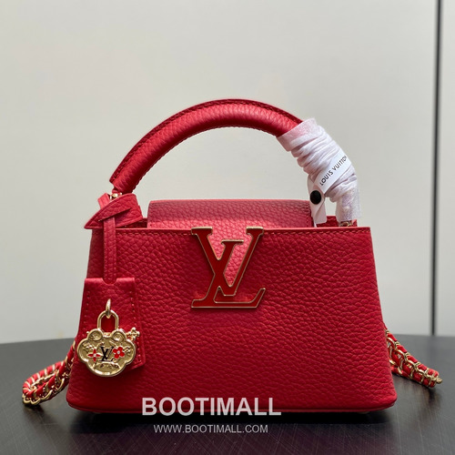 Louis Vuitton Capucines East-West Mini Taurillon Leather Top Handle Bag with Chain Strap Logo Detail 루이비통 카퓌신 이스트웨스트 미니 타우릴론 레더 탑핸들백 M27300 22cm