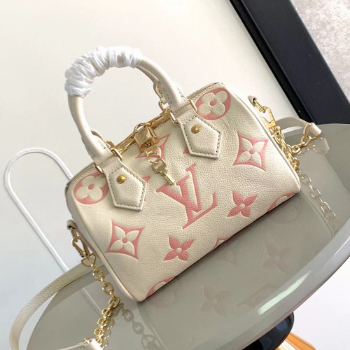 Louis Vuitton Speedy Bandoulière 20 Calfskin Leather Duffle Bag with Chain Strap Lock Detail 루이비통 스피디 반둘리에 20 카프스킨 레더 더플백 M46575 20.5cm