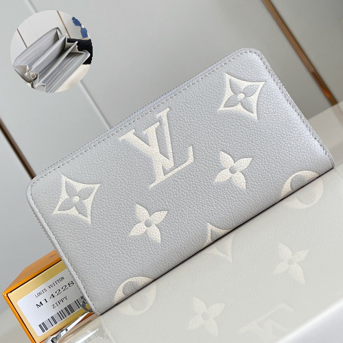 Louis Vuitton Zippy Monogram Empreinte Calfskin Leather Wallet with Zip Around Pocket Detail 루이비통 지피 모노그램 앙프렝뜨 카프스킨 레더 장지갑 M14228 19.5cm