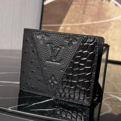 Louis Vuitton Multiple Wallet Taurillon Crocodile Ostrich Leather Bifold Card Holder 루이비통 멀티플 토리옹 크로커다일 오스트리치 레더 반지갑 카드홀더 M84689 11.5cm