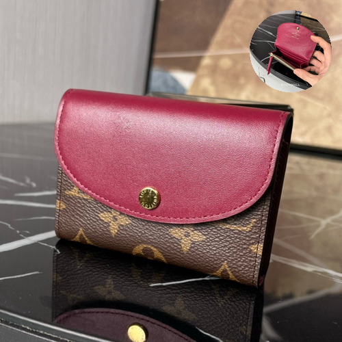 Louis Vuitton Rosalie Coin Purse Monogram Canvas Calfskin Leather Flap Card Holder with Zip Pocket 루이비통 로잘리 모노그램 캔버스 카프스킨 레더 플랩 카드 코인지갑 M41937 11cm