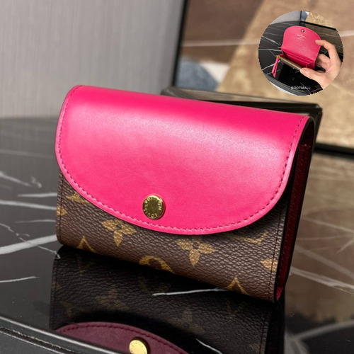Louis Vuitton Rosalie Coin Purse Monogram Canvas Calfskin Leather Flap Card Holder with Zip Pocket 루이비통 로잘리 모노그램 캔버스 카프스킨 레더 플랩 카드 코인지갑 M41937 11cm