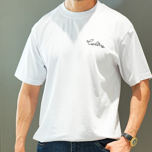 Celine 2026 SS Cotton T-Shirt with Front Embroidered Logo and Back Print 셀린느 2026 SS 코튼 티셔츠 전면 자수 로고 후면 프린트