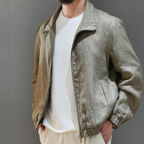 Loro Piana 2026 SS Linen Zip-Up Jacket with Stand Collar 로로피아나 2026 SS 린넨 집업 재킷 스탠드 칼라