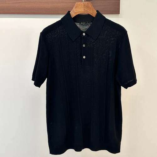 Loro Piana 2026 SS Linen Lyocell Acrylic Knit Polo Shirt with Spread Collar 로로피아나 2026 SS 린넨 라이오셀 아크릴 니트 폴로 셔츠 스프레드 칼라