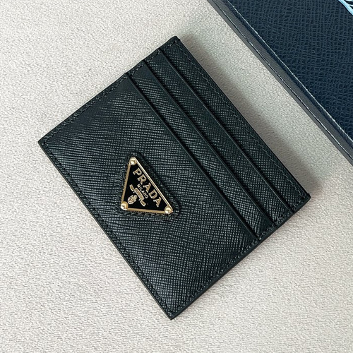 Prada Cross Grain Calfskin Leather Card Holder Wallet with Triangle Logo Detail 프라다 크로스그레인 카프스킨 레더 트라이앵글 로고 카드홀더 지갑 P398766022 10cm