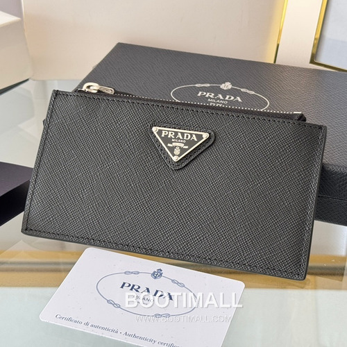 Prada Saffiano Leather Card Holder Wallet with Zip Coin Pocket Detail 프라다 사피아노 레더 지퍼 코인포켓 카드홀더 지갑 1MC079 15cm