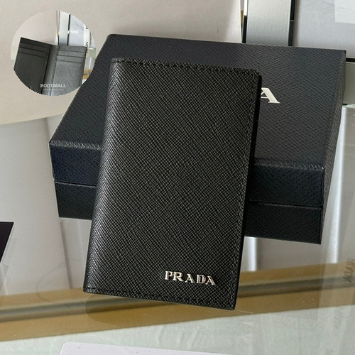 Prada Saffiano Leather Card Holder Wallet with Zip Coin Pocket Detail 프라다 사피아노 레더 지퍼 코인포켓 카드홀더 지갑 2MC101 11cm