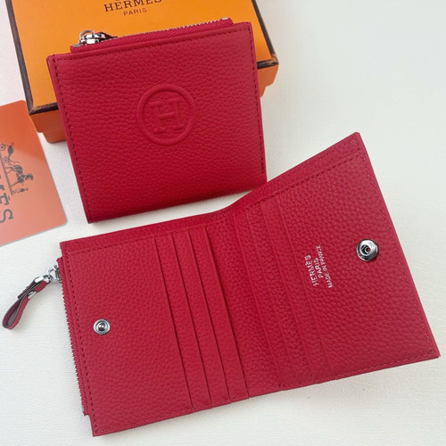 Hermes Barenia Calfskin Leather Compact Wallet with Zip Coin Pocket Detail 에르메스 바레니아 카프스킨 레더 지퍼 코인포켓 반지갑 6357 10.5cm