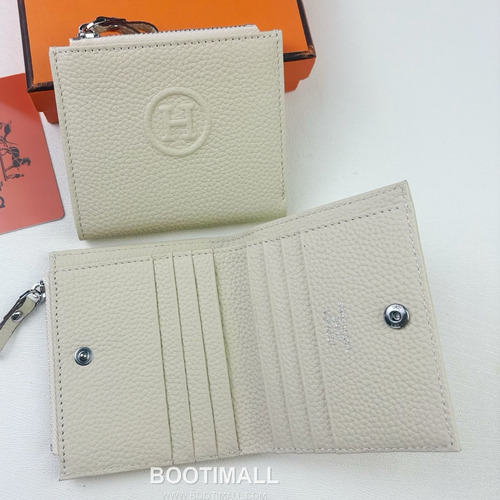 Hermes Barenia Calfskin Leather Compact Wallet with Zip Coin Pocket Detail 에르메스 바레니아 카프스킨 레더 지퍼 코인포켓 반지갑 6357 10.5cm