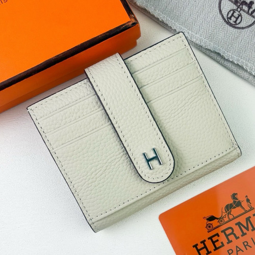 Hermes Togo Calfskin Leather Compact Wallet with Palladium Lock Detail 에르메스 토고 카프스킨 레더 팔라듐 락 디테일 반지갑 499 10.5cm