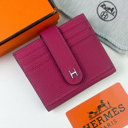 Hermes Togo Calfskin Leather Compact Wallet with Palladium Lock Detail 에르메스 토고 카프스킨 레더 팔라듐 락 디테일 반지갑 499 10.5cm