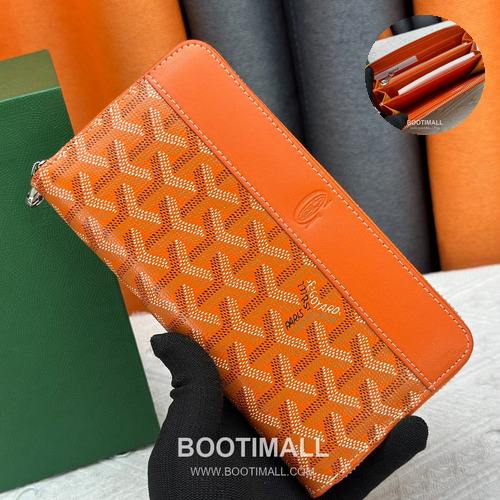 Goyard Canvas Calfskin Leather Long Wallet with Zip Pocket Detail 고야드 캔버스 카프스킨 레더 지퍼 포켓 장지갑 3368 M60017 20cm