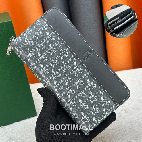 Goyard Canvas Calfskin Leather Long Wallet with Zip Pocket Detail 고야드 캔버스 카프스킨 레더 지퍼 포켓 장지갑 3368 M60017 20cm