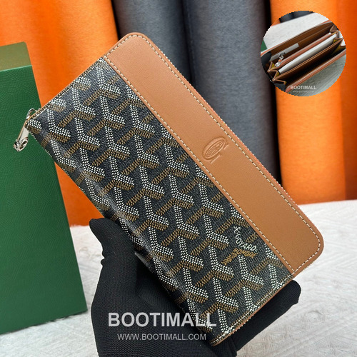 Goyard Canvas Calfskin Leather Long Wallet with Zip Pocket Detail 고야드 캔버스 카프스킨 레더 지퍼 포켓 장지갑 3368 M60017 20cm