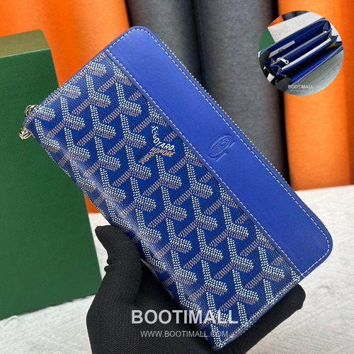 Goyard Canvas Calfskin Leather Long Wallet with Zip Pocket Detail 고야드 캔버스 카프스킨 레더 지퍼 포켓 장지갑 3368 M60017 20cm