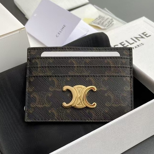 Celine Triomphe Calfskin Leather Card Holder Wallet with Zip Closure Detail 셀린느 트리옹프 카프스킨 레더 지퍼 클로저 카드홀더 지갑 10L832CQH.04LU833 11cm