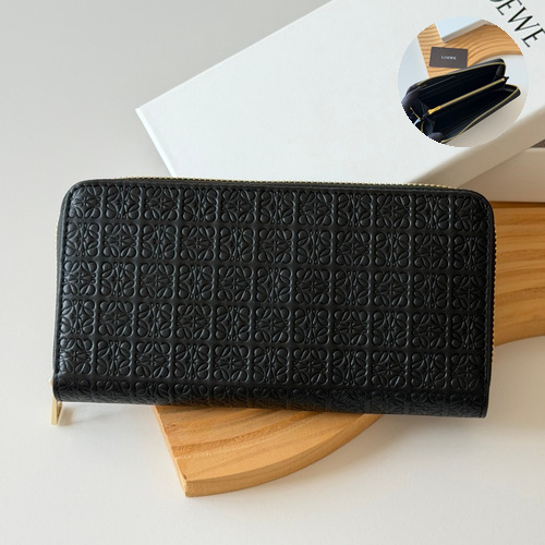 Loewe Zip Long Embossed Calfskin Wallet with Dual Compartment Coin Pocket Detail 로에베 엠보스드 카프스킨 듀얼 컴파트먼트 지퍼 장지갑 L1136 19cm