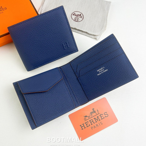 Hermès Silk’in Barenia Togo Calfskin Bi-Fold Wallet with Coin Pocket Detail 에르메스 실킨 바레니아 토고 카프스킨 코인포켓 디테일 반지갑 527 11.5cm