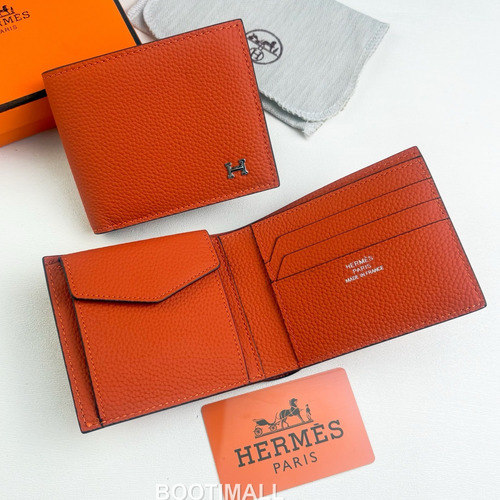 Hermès Silk’in Barenia Togo Calfskin Bi-Fold Wallet with Coin Pocket Detail 에르메스 실킨 바레니아 토고 카프스킨 코인포켓 디테일 반지갑 527 11.5cm