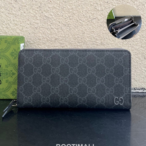 Gucci GG Supreme PVC Wallet with Double G Logo Leather Trim Detail 구찌 GG 수프림 PVC 더블 G 로고 레더 트림 장지갑 856562 19cm