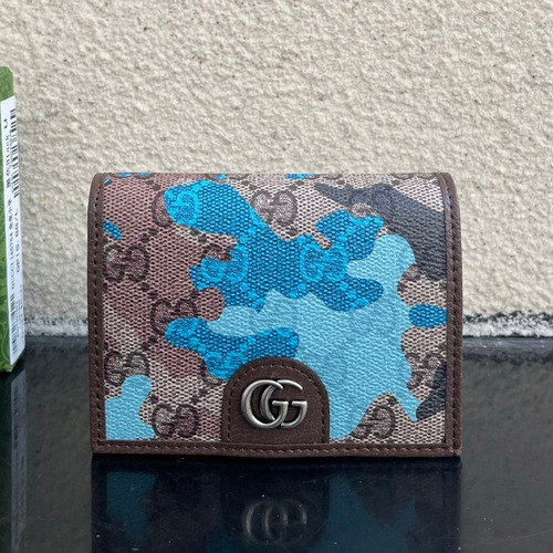 Gucci Ophidia GG Supreme PVC Wallet with Double G Logo Web Stripe Detail 구찌 오피디아 GG 수프림 PVC 더블 G 로고 웹 스트라이프 반지갑 838487 10cm