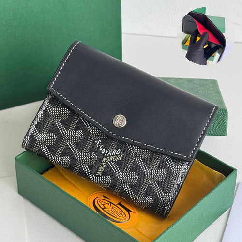 Goyard Saint-Gabriel Goyardine Canvas Trifold Wallet with Flap Closure 고야드 생가브리엘 고야르딘 캔버스 트리폴드 지갑 플랩클로저 3319 12cm