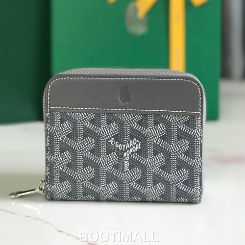 Goyard Matignon Mini Goyardine Canvas Zip Coin Wallet with Card Slots 고야드 마티뇽 미니 고야르딘 캔버스 집 코인 지갑 카드슬롯 020605 11.5cm