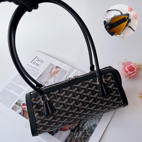 Goyard Bonbonniere Leather Baguette Shoulder Bag with Top Handle Strap 고야드 본보니에르 레더 바게트 숄더백 탑핸들 스트랩 30cm