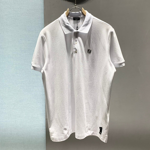Fendi SS26 Metal FF Logo Piqué Cotton Polo Shirt 펜디 SS26 메탈 FF 로고 피케 코튼 폴로 셔츠