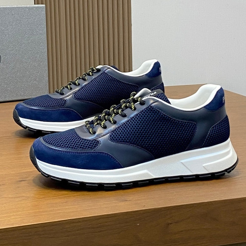 Prada Calfskin Leather Geometric Stitch Sneakers with Prada Milano Logo Lace Detail Rubber Sole 프라다 카프스킨 레더 지오메트릭 스티치 스니커즈 프라다 밀라노 로고 레이스 디테일 러버솔 7F03041 2.5cm